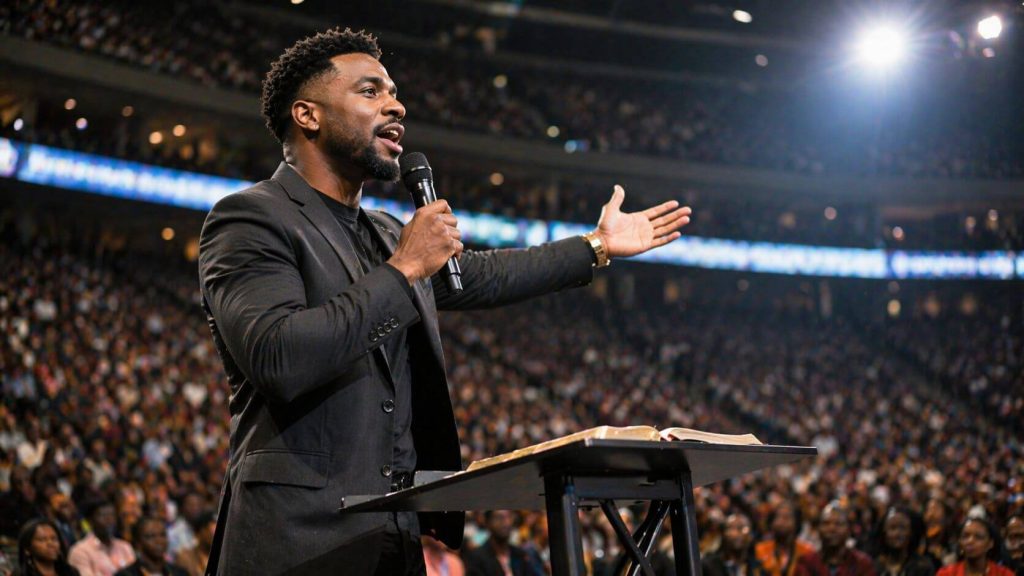 Passionate speaker commanding the crowd